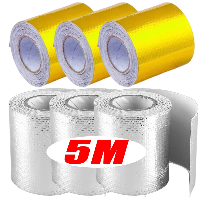 

Gold/Silver Reflective Universal Car Tuning Accessories Car Exhaust Heat Insulation Aluminum Foil Tape Self-Adhesive Tape