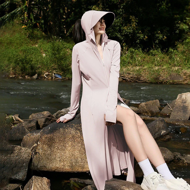 Camping Hiking Long Sun Protective Clothes Women Summer Outdoor Sunscreen Hooded Long Sleeve Coats Woman Uv Protection Jacket