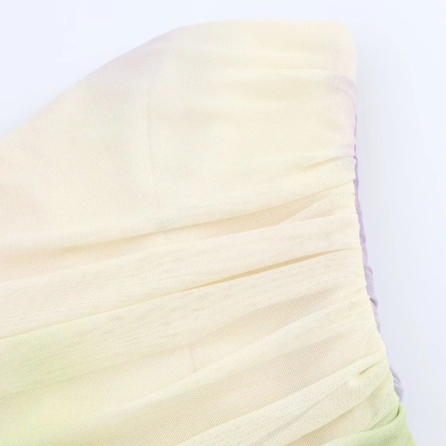 2025년 신상 여름 여성 캐주얼 패션 편안한 심플 플리츠 프린트 튤 튜브탑 롱 드레스