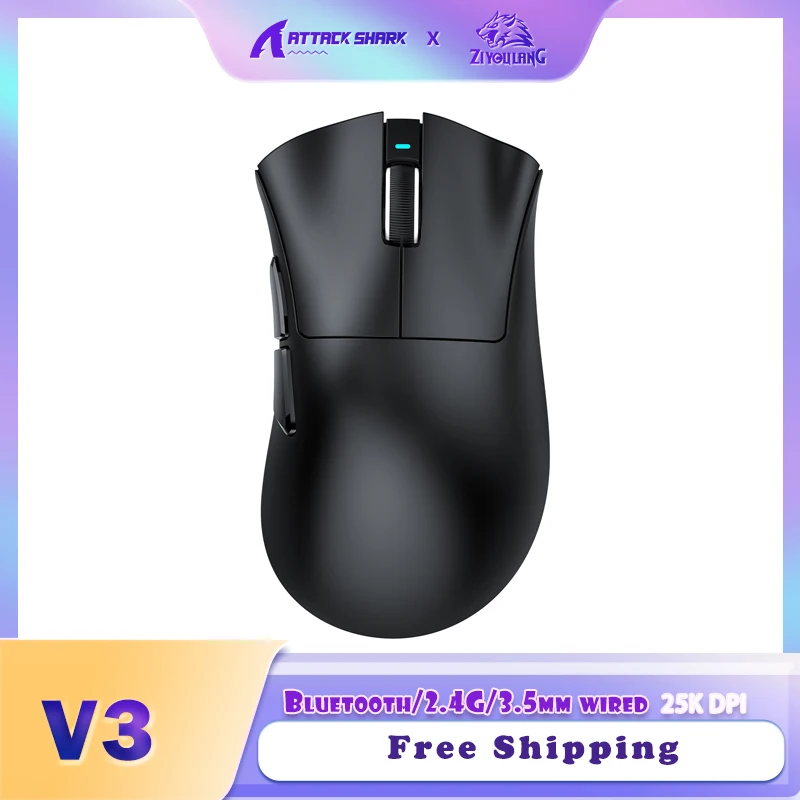 

ATTACK SHARK V3 Ultra-Light Tri-Mode Gaming Mouse 1000hz Polling Rate, 25000 DPI, PixArt PAW3311, 500mAh Battery, Omron Optical