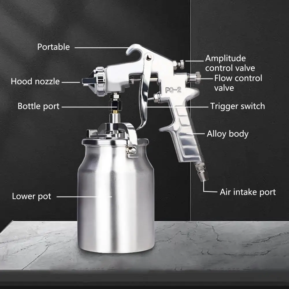 Imagem -02 - Pulverizador Uniforme Atomização Bomba de ar Pulverizador Ajustando Botão Poroso Atomização 1.5 2.5 Calibre Pneumático Pulverizador Oficina