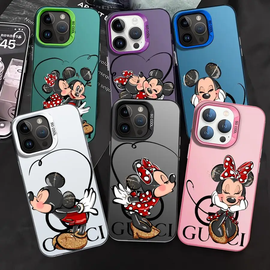 Disney mickey minnie láska telefon pouzdro pro iPhone 15 16 plus 11pro pro maxi XS maxi XR 13 14 pro 12 pro X 13 pro maxi zpět zakrýt