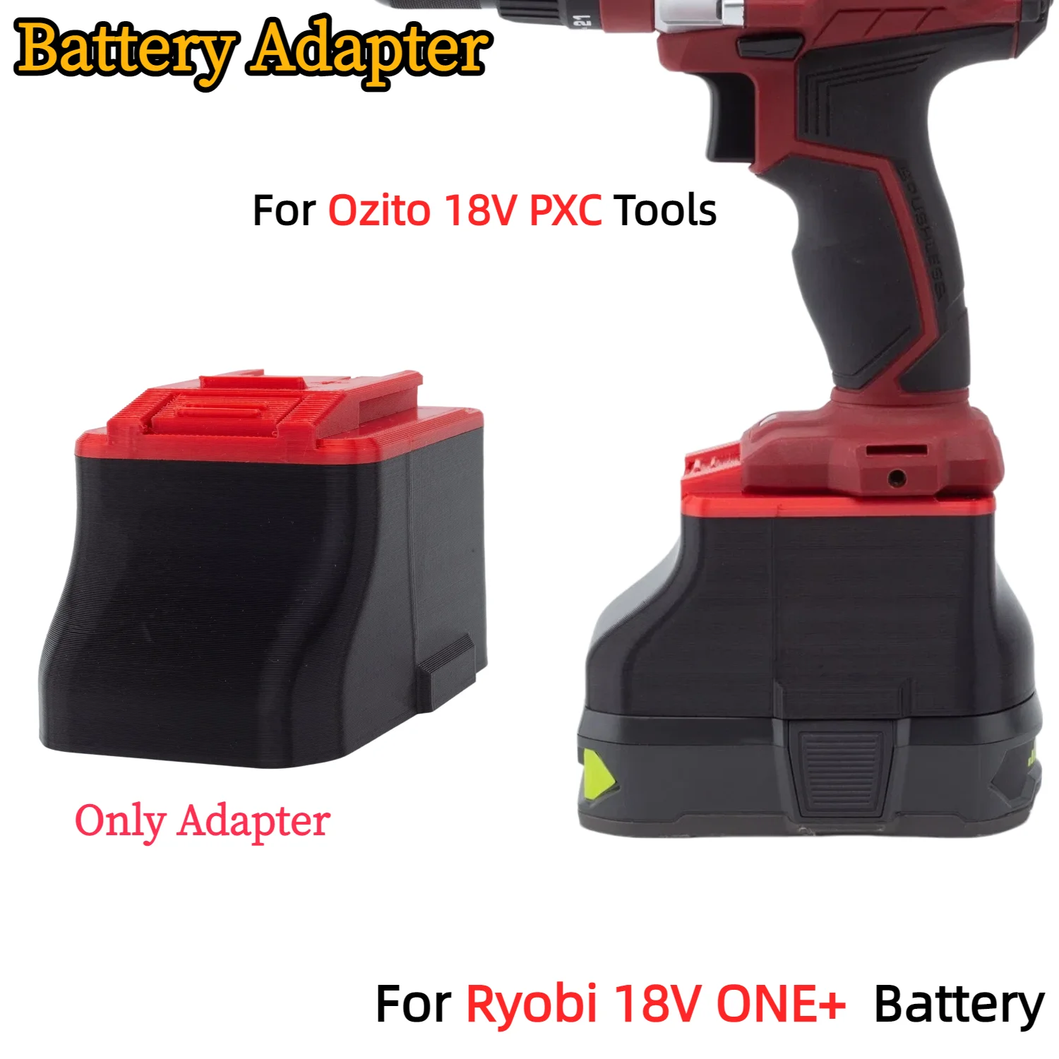 

Адаптер/преобразователь для литий-ионных аккумуляторов Ryobi 18V ONE+ для беспроводных электроинструментов Ozito 18V PXC (только адаптер)