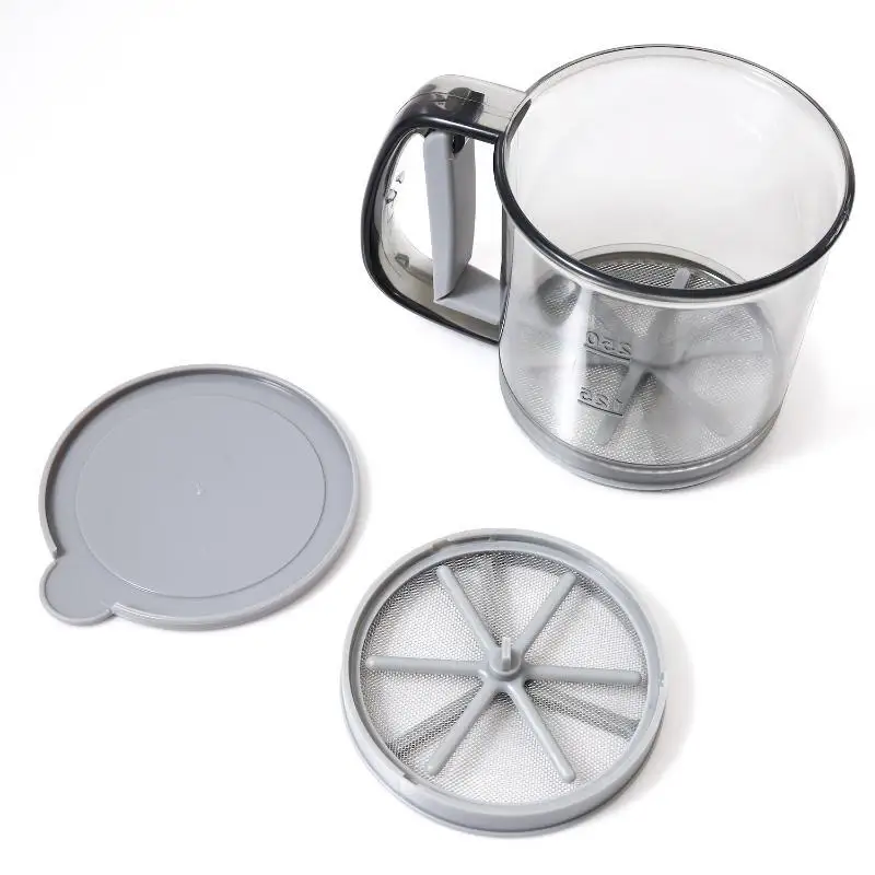 Semi-Automatic Flour Sifter Hand Press Design Transparent Sieve Non-stick Baking Tools Kitchen Gadgets Accessories No Clog