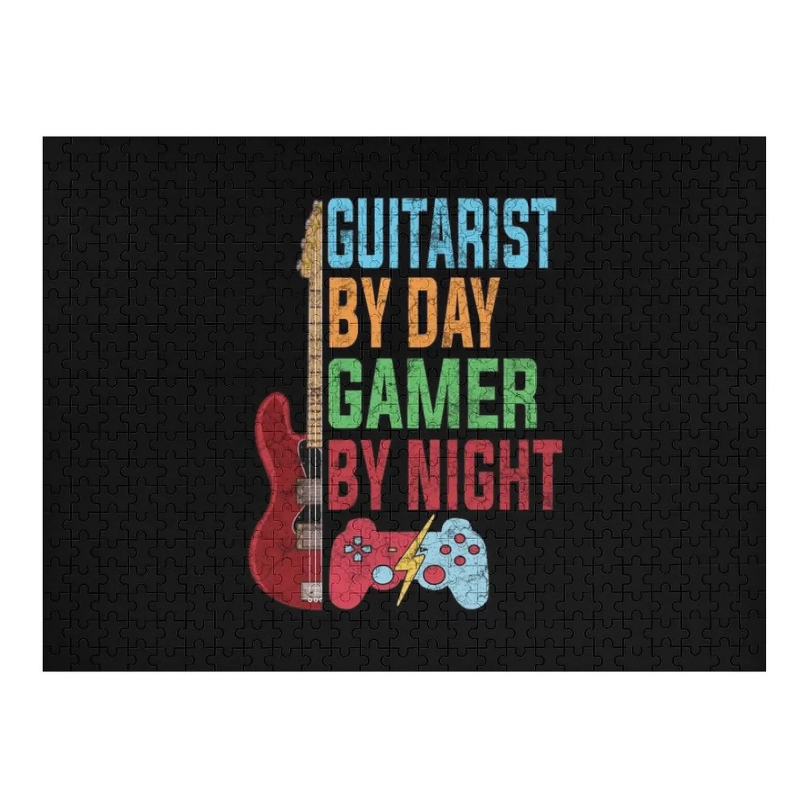 

Гитарист на день геймер ночью Забавный подарок для гитаристов Пазл Персонализированный подарок с фотографией Персонализированный пазл