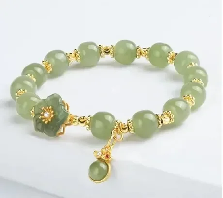 New step-by-step flower Hetian jade orchid bracelet women's peanut jasper lotus bracelet temperament peach blossom jewelry gift