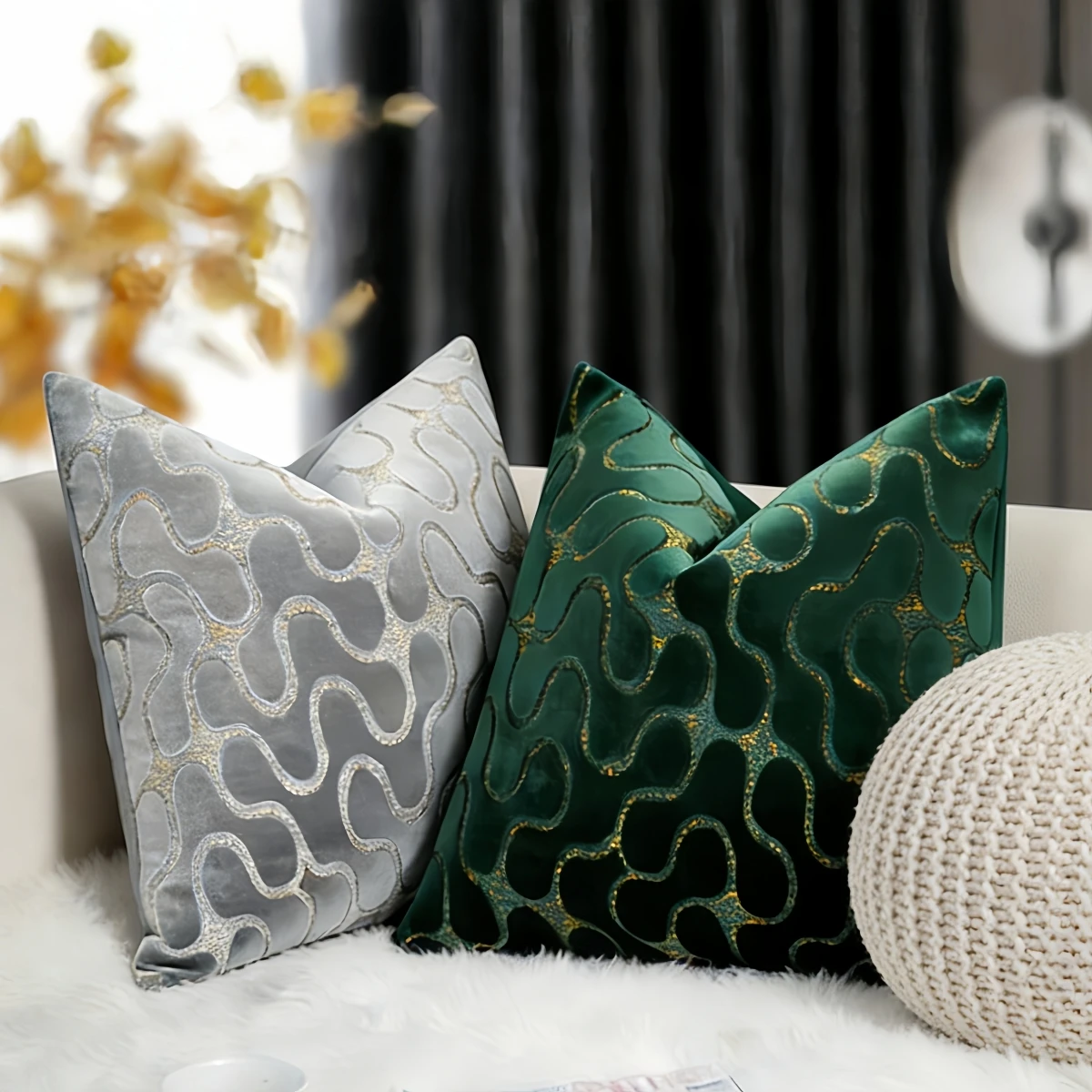 1pc Thick Velvet Cushion Cover High-End Geometric Decorative Pillowcase 30*50 45*45 50*50 Throw Pillow Cover for Sofa Home Decor