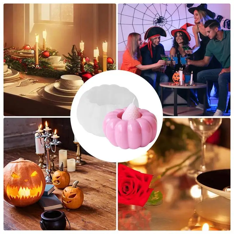 Pumpkin Tea Lights Candle Holder Mold Pumpkin Candle Stand Resin Mold 3D Pumpkin Aesthetic Desk Decor Epoxy Resin Mold For