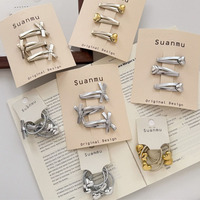 3Pcs/Set Korean Gold Silver Shiny Leather Bow Love Children Hair Clips Sweet High-end Girls Kids Headband Children Accessories