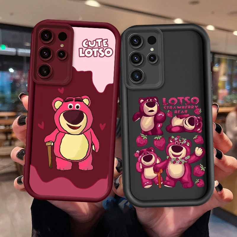 Disney Lotso Huggin Bear Cute For Samsung Note 20 S24 S23 S22 S21 S20 Ultra Plus FE A25 A23 A22 A15 A31 5G Eye Ladder Cover