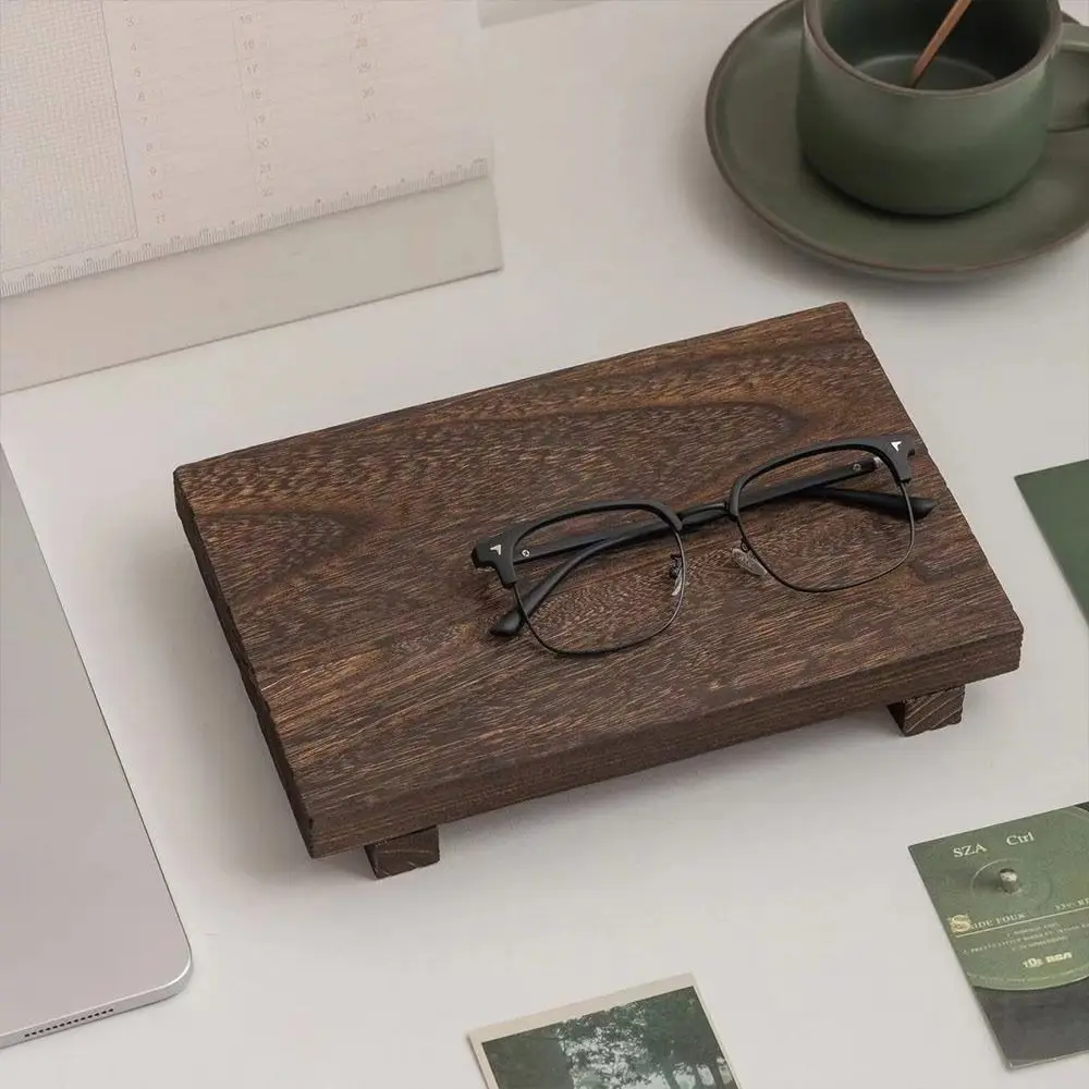 Durable Wooden Aromatherapy Perfume Tray Square Retro Key Rack Figurine Display Rack Entrance Home Decoration