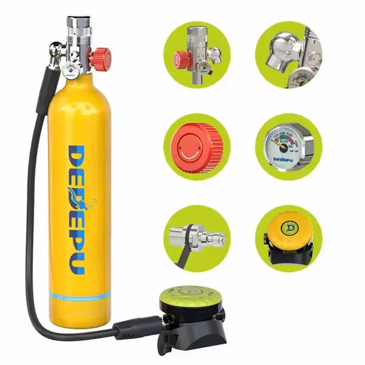 

Factory Wholesale 1L Scuba Diving Oxygene Cylinder Tank Lung Mini Diving Tank Diving Bottle Set