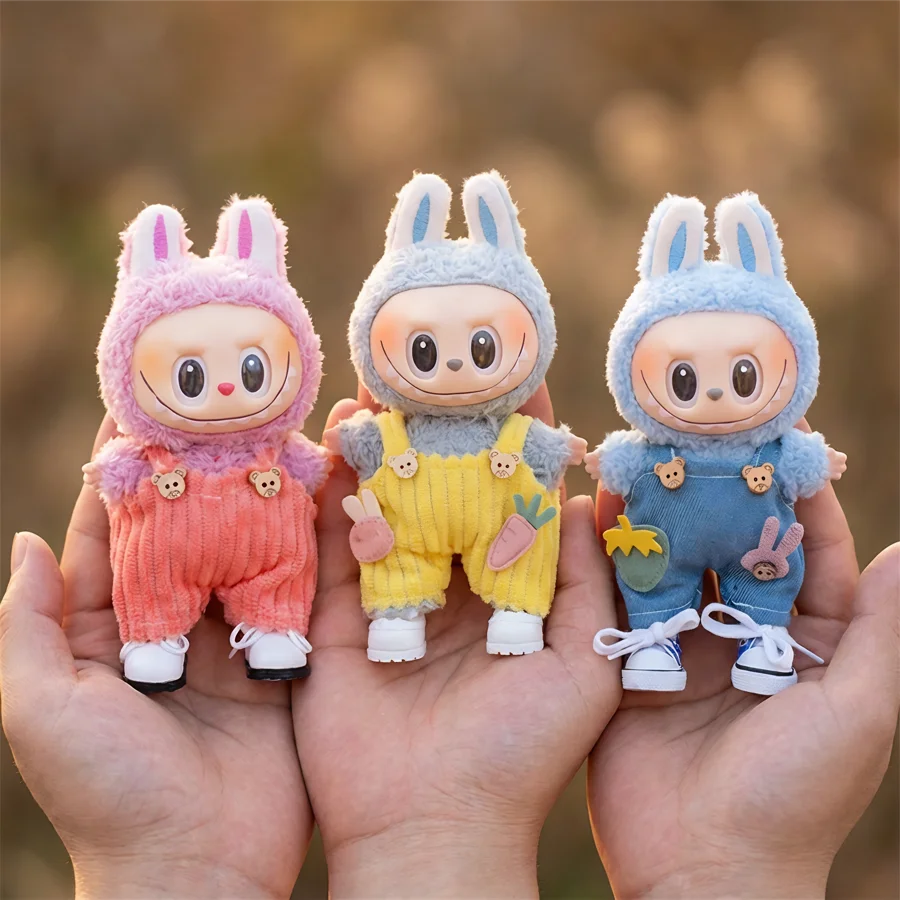 For Labubu Doll Clothes Cute Plush Overalls Multi Pattern Decoration Daily Outfit For 17CM Doll Clothes Accessories,Kid Toy Gift