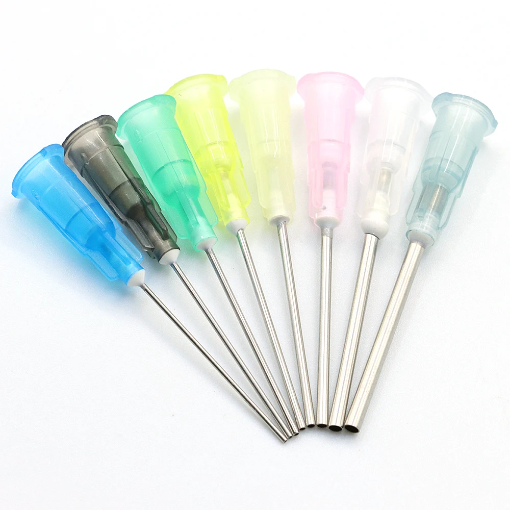 100pcs 25mm Dispensing Needle Glue Needle 1 Inch Suitable for All Glues Liquid Solder Paste Adhesives Dispenser Needle,14G-30G