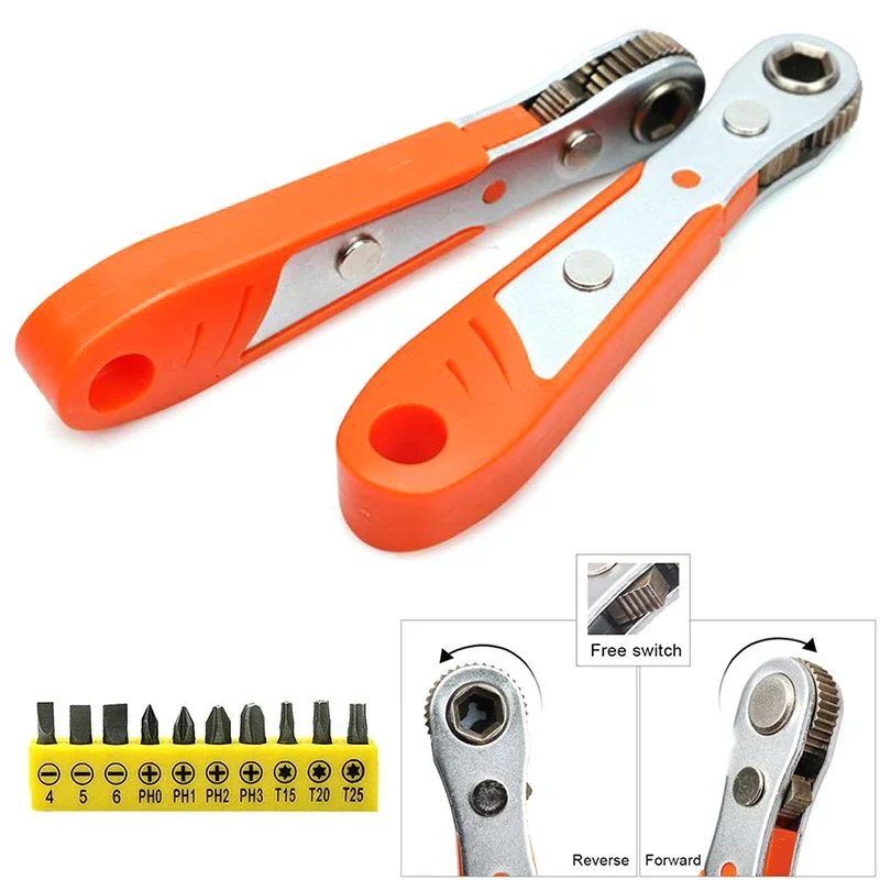 Mini Hexagon Torx Ratschenschlüssel Schnellspanner Steckschlüssel Fahrer Inbusschlüssel Schraubendreher Reparaturwerkzeug Metall Tragbares Handset