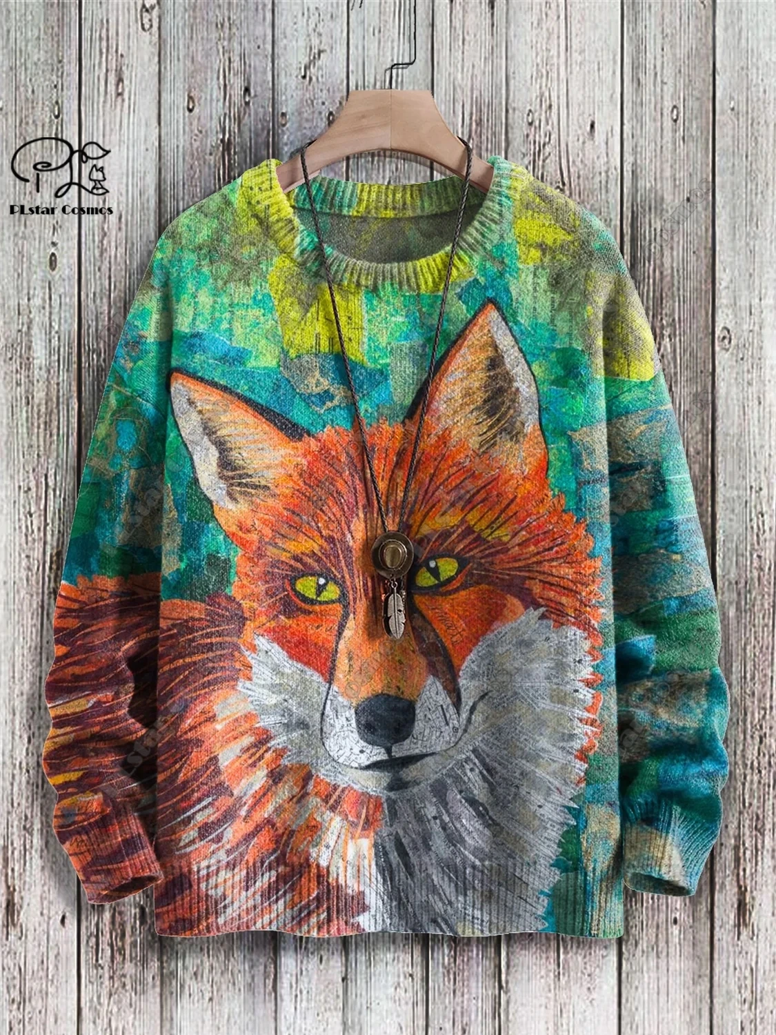 3D printed animal series wolf dog bear tiger fox pattern retro ugly sweater casual unisex winter sweatshirt