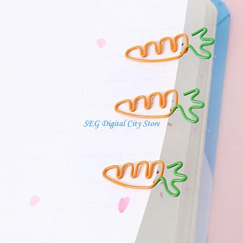 U75B 30Pcs Carrot Paper Clip 19x37mm Metal Paperclip Metal Bookmarks Clip Document Organiser Clamp For School Office