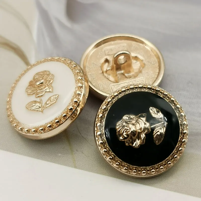 Flower Rose Gold Metal Buttons for Clothes Woman Coat Shirt Cuffs DIY Embroidery Sewing Accessories Sewing Buttons 10pcs 15/20mm