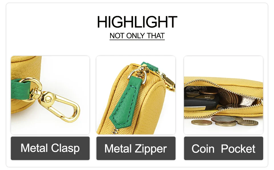 CONTACT'S Genuine Leather Bag Charm, Fruit Series Mini Pouch Keychain, Cute Handbag Pendant for Women, Female Small Item Holder