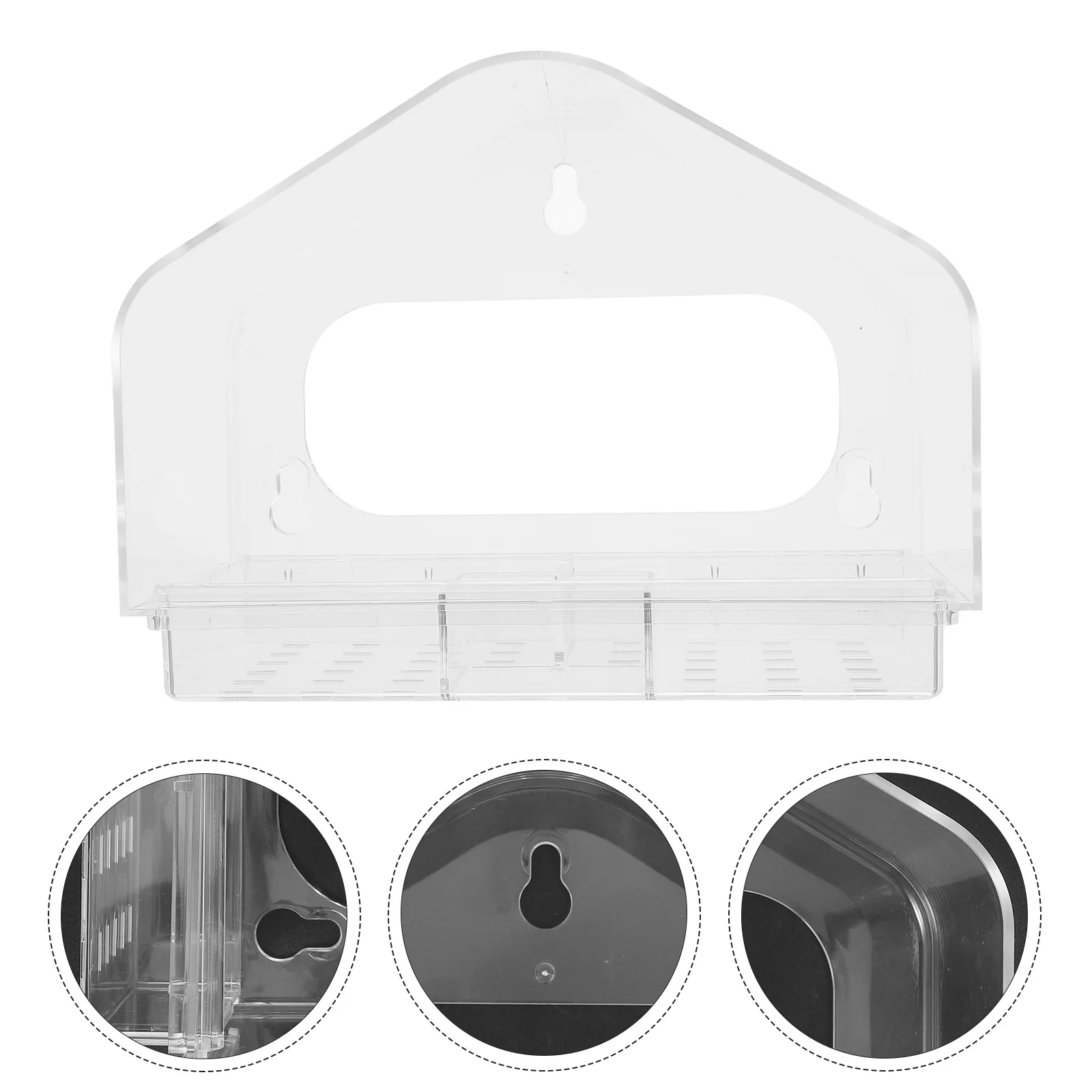 

Suction Mount Bird Feeder Transparent Acrylic Pet Food Container Splash Proof Hanging Parrot Feeder Cage Feeding Tool For