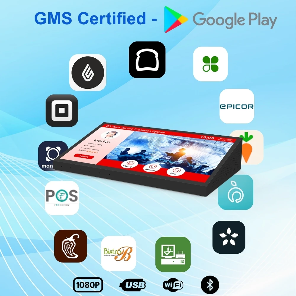 15.6'' Desktop Type Digital Signage RK3576S Android15 4+64G RJ45 POE NFC RFID For Restaurant/Hotel/Government Evaluation Screen