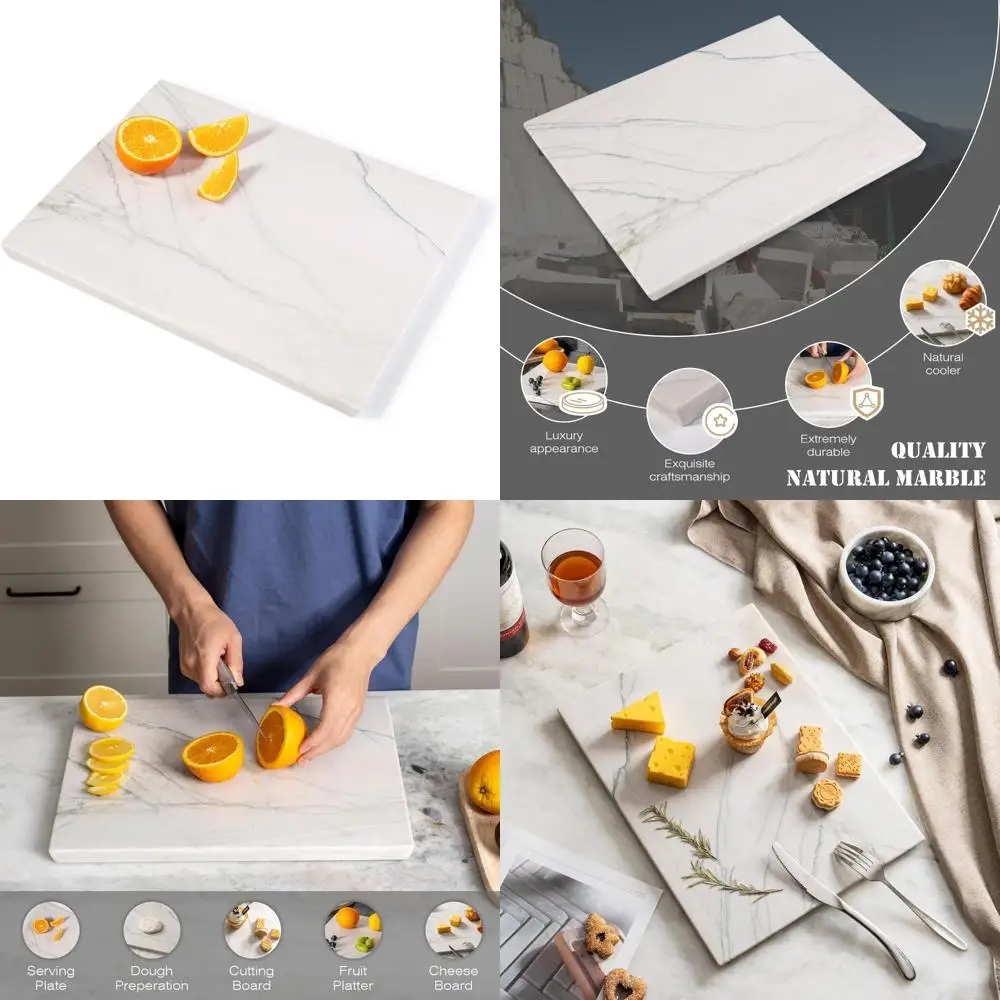 

Natural White Marble Cutting and Cheese Board, 16x12 Inches, Kitchen Counter Essential, Stone Surface for Precision Cutting