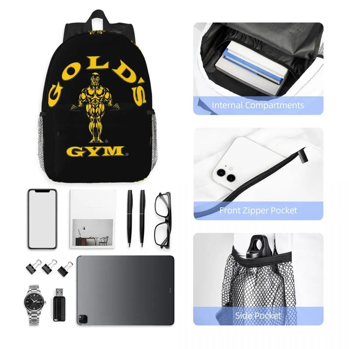 Golds Gym Classic Backpack Hot Sale Daypack Large Capacity Boys Girls BookBag Shoulder Bags for Men Women School Bag