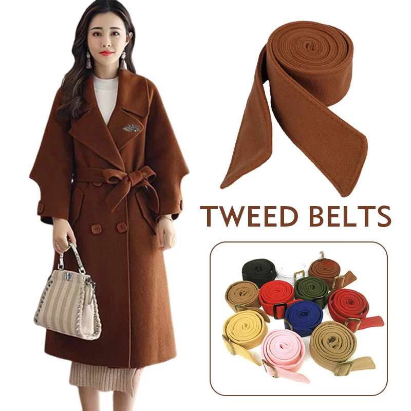 170/200cm Unisex Faux Wool Coat Belt Trench Sash Tie Strap Classic Vintage Faux Wool Belt Tie For Overcoat Jacket Dress Decor