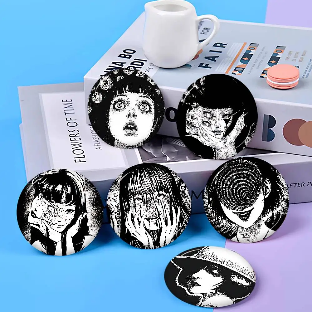Anime Junji Ito Tomie Uzumaki Button Pins Slogan Creative Brooches Backpack Clothes Decoration Fashion Cartoon Jewelry Gifts