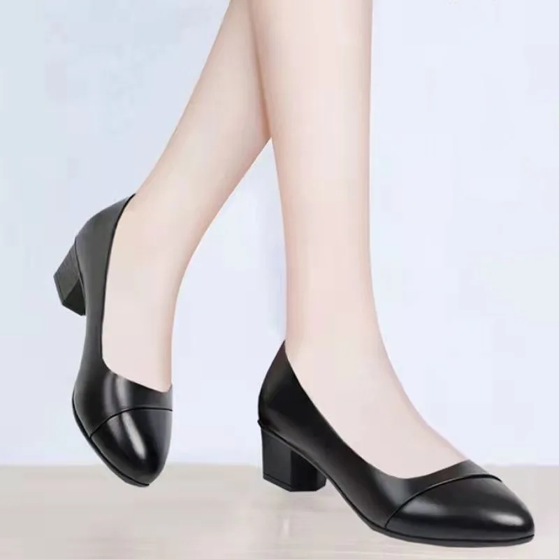 Fashion Women's High Heels Patent Leather Work Shoes Comfortable Women  Heeled Shoes Pu Leather Loafers Square Heeled Talon Femme - AliExpress 322