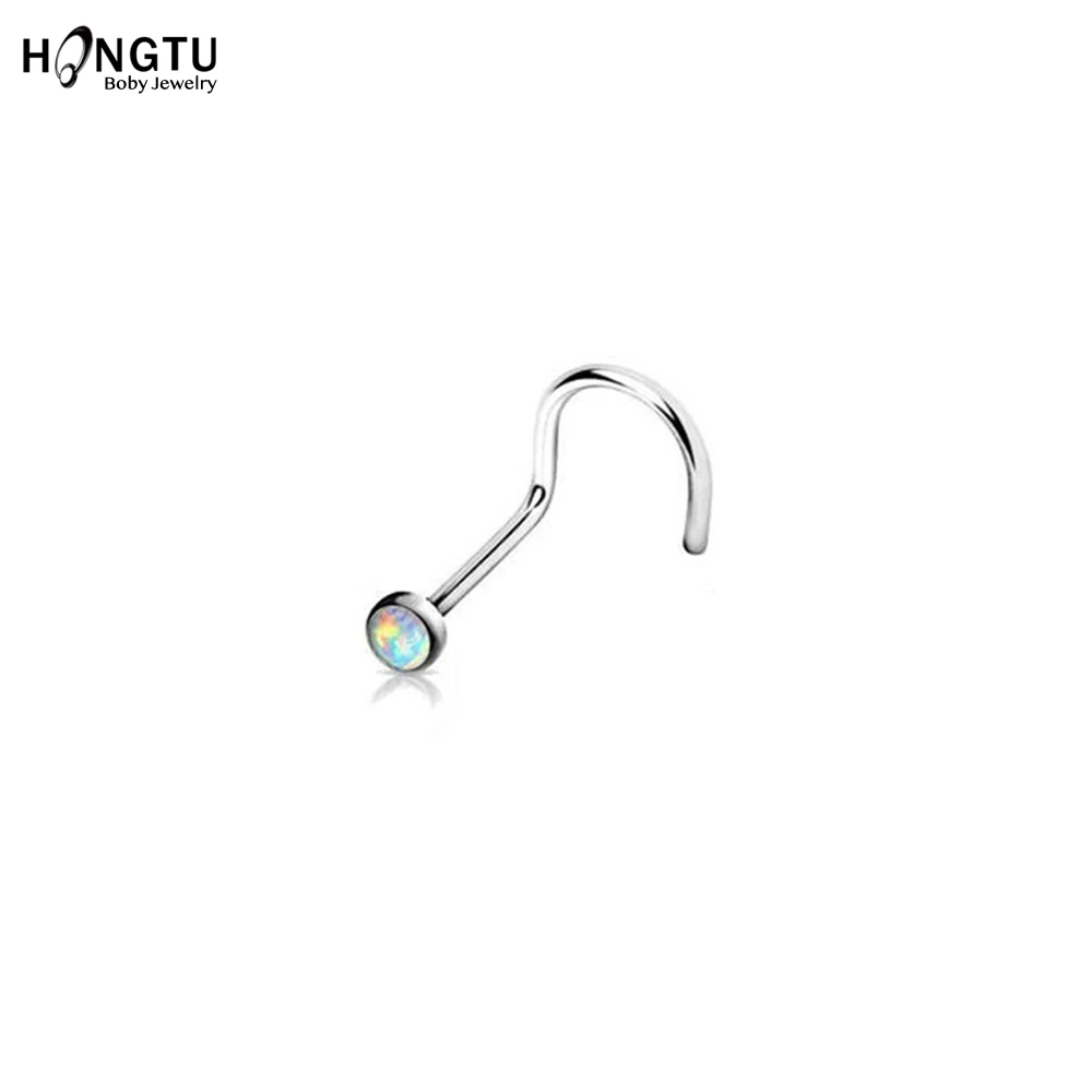 6PCS Titanium Nose Stud L-Shape Nariz Studs Screws Nose Ring Hoop Piercings Nostril Earring Stud Piercings Women Fashion Jewelry