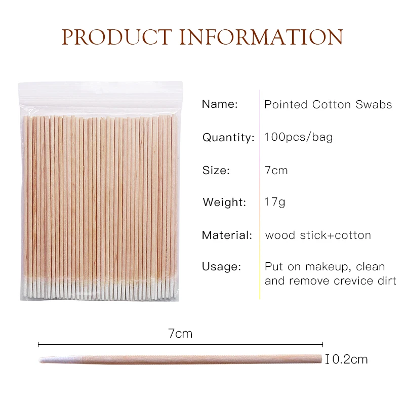 300Pcs Nails Wood Cotton Swab Clean Sticks Buds Tip Wooden Cotton Head Manicure Detail Corrector Nail Polish Remover Art Tools