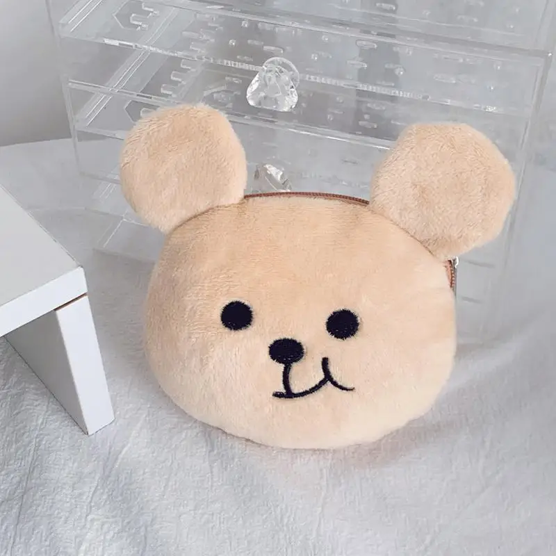 1~10PCS Feel Comfortable Earphone Bag Earphone Bags Realistic Expression Bear Head Storage Bag Crooked Bear Coin Purse Lifelike