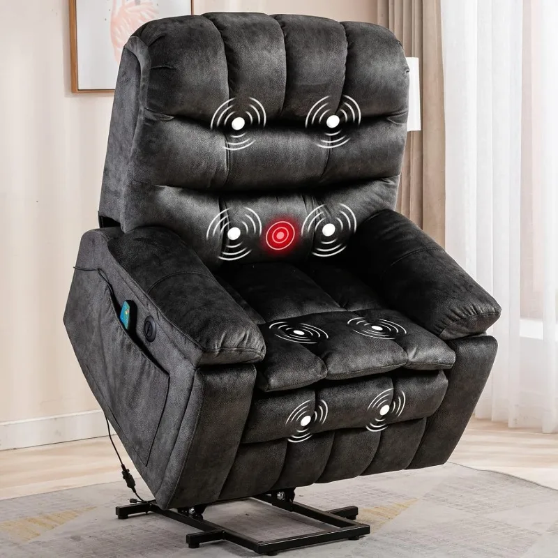 Large Power Lift Recliner Chairs with Massage and Heat for Elderly, Heavy Duty and Safety Motion Reclining Mechanism