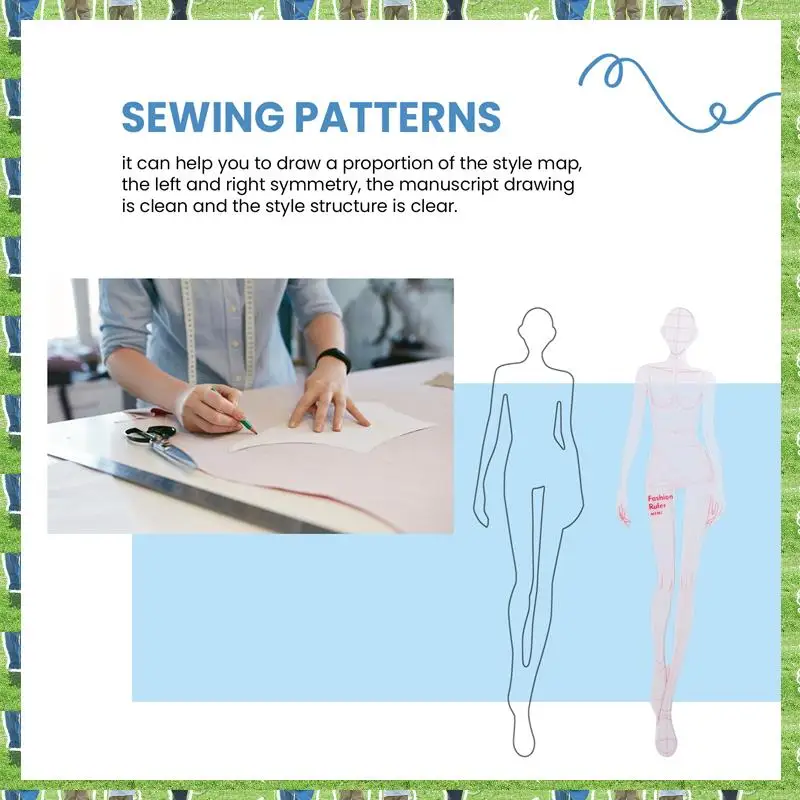FTS ファッションイラスト定規スケッチテンプレート定規縫製ヒューマノイドパターンデザイン衣類測定