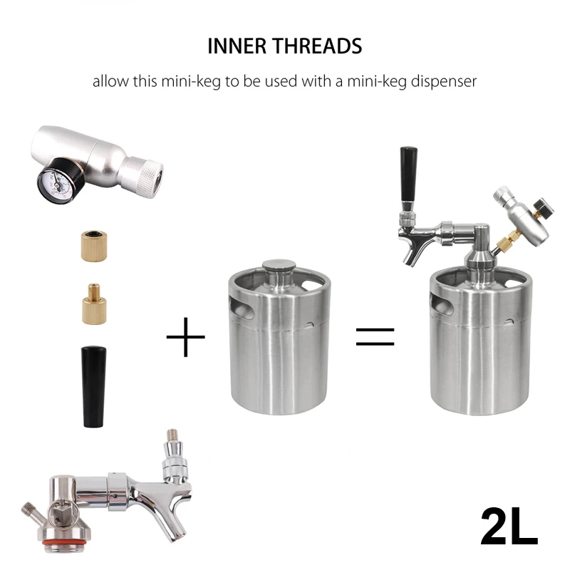 5L stainless steel beer keg, mini keg whisk, craft beer two-shot container, bar counter, table top whisk