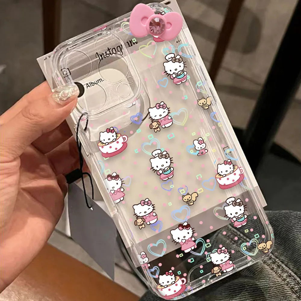 

3D Bow Hellokitty With Bracelet Ins Phone Case For Samsung Galaxy S24 S23 S22 S21 S20 FE Note20 10 Plus Ultra Lite 5G Back Cover