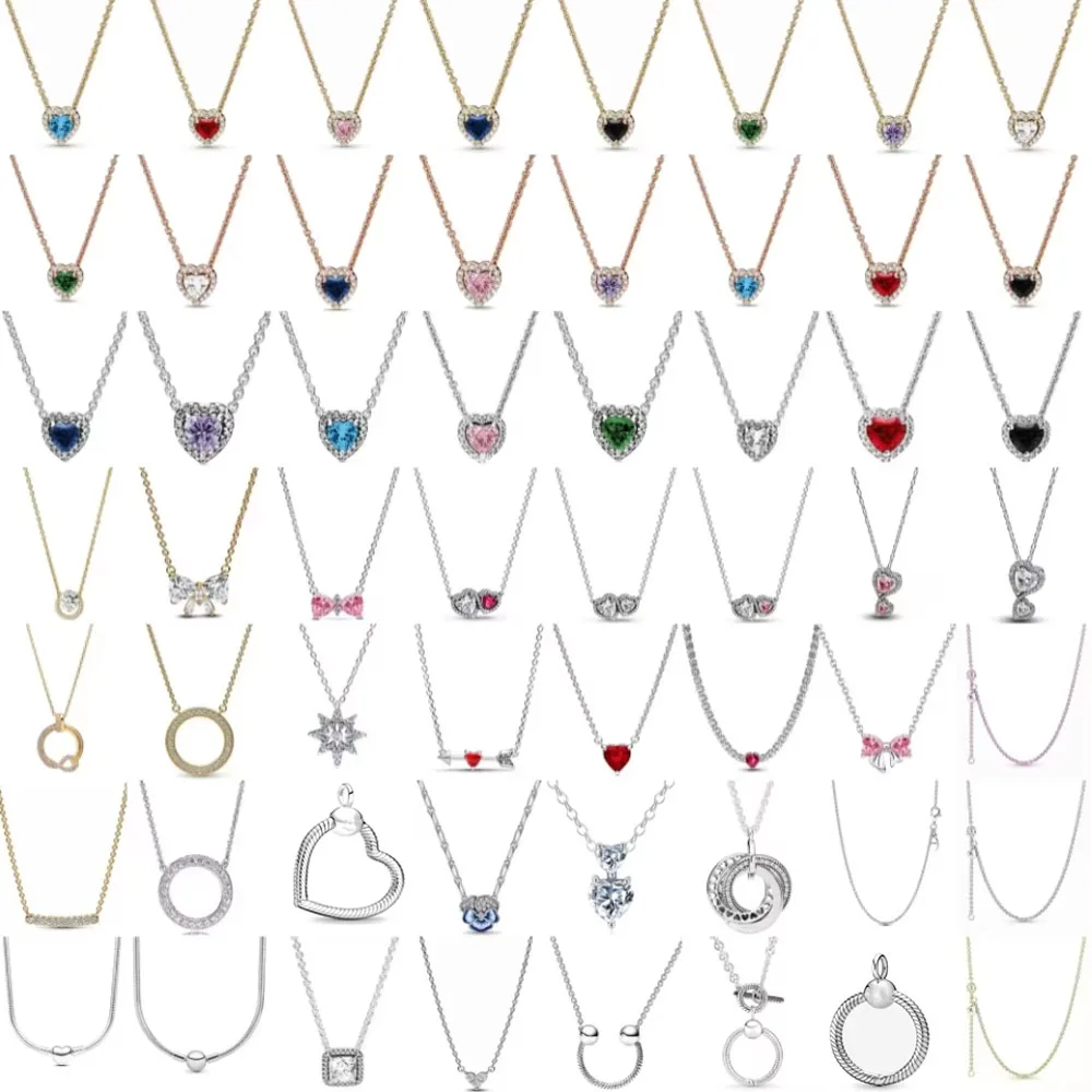 

Christmas Birthday Gifts 925 Sterling Silver Exquisite Shiny Round Heart-shaped Necklace Classic Charm Women's Jewelry