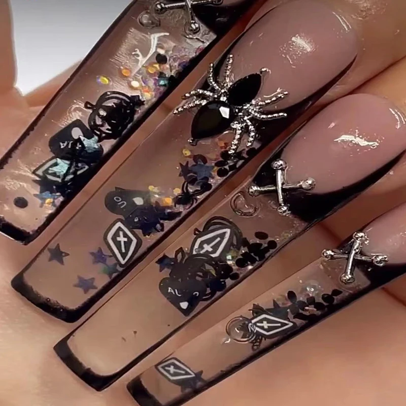 نصائح أظافر أكريليك شفافة ، حقن المياه ، طلاء شفاف ، غطاء كامل ، مربع ، تابوت متوسط ، طرف الأظافر كاذبة ، أداة مانيكير ، 1 صندوق #6