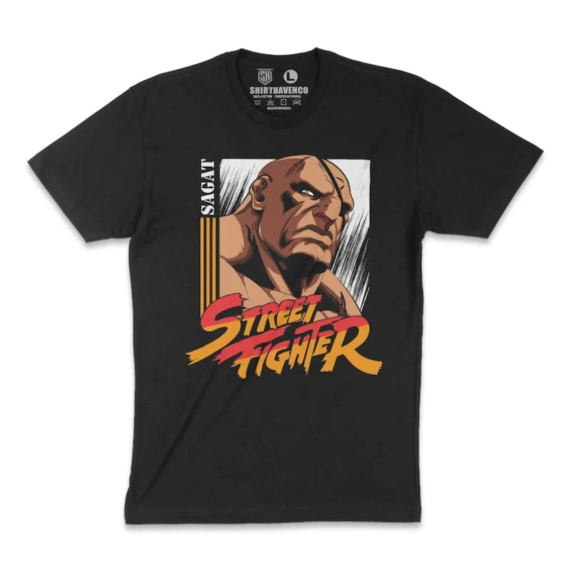 00012744 # Camiseta A-Sagat, camiseta de combate callejero, camiseta Retro Capcom Gaming, camiseta de combate Muay Thai, camiseta Arcade de los años 90, juego Uppercut de tigre