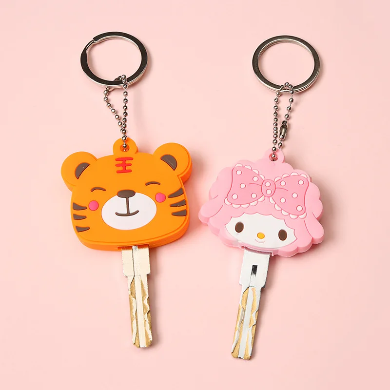 New Sanrio Kawaii HelloKitty Silicone Key Dustproof Protective Cover Cartoon My Melody Keychain Portable Anti-lost Gift Cute