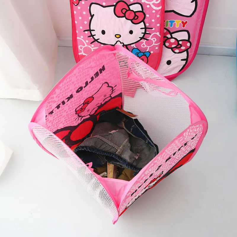 Cute Sanrio Hamper Folding Dirty Clothes Basket Cartoon Hellokitty Cinnamoroll Laundry Basket Household Clothes Storage Box