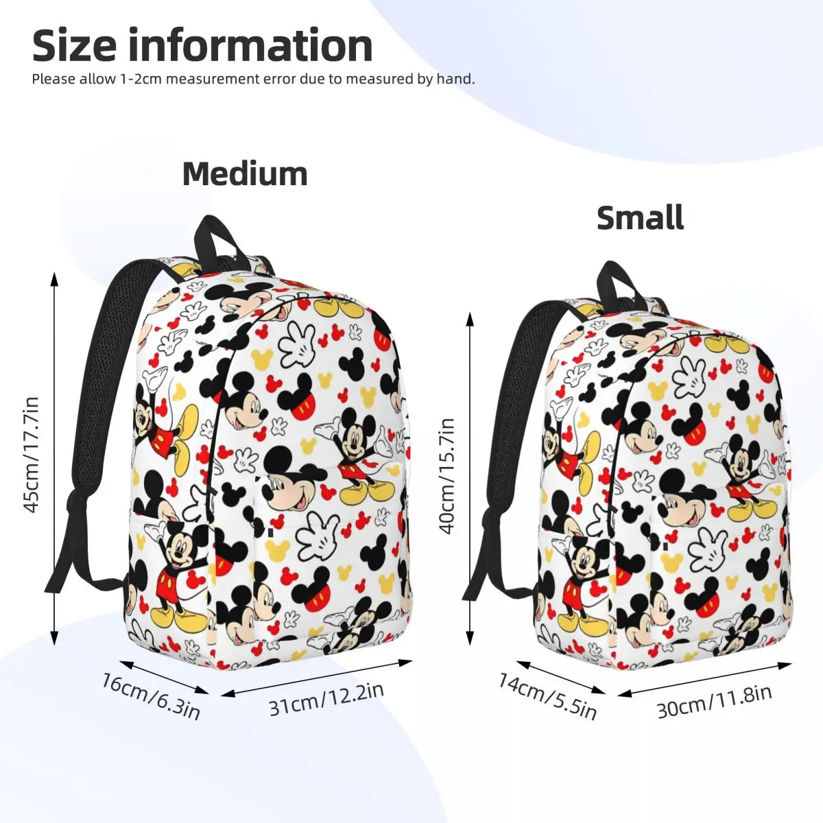 حقيبة ظهر كاواي ميكي ماوس للرجال والنساء، حقيبة كتف عصرية للمدرسة الثانوية والمشي لمسافات طويلة والسفر، هدية لطيفة على شكل رسوم كرتونية للكمبيوتر المحمول