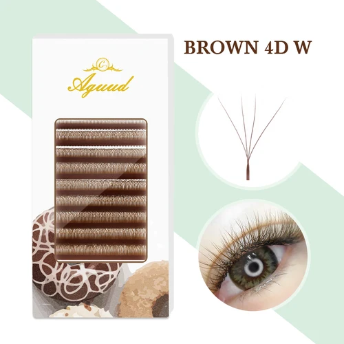 Imagen 1 del producto AGUUD Brown 4DW YY forma pestañas pestañas suaves doble punta floración automática ventiladores prefabricados YY/3D extensiones de pestañas individuales