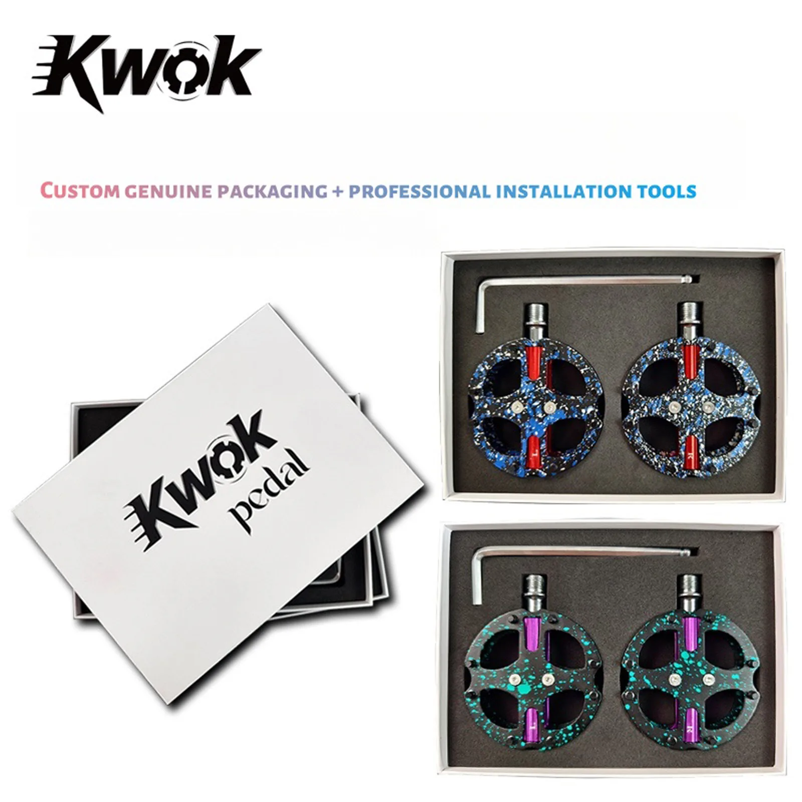 Kwok 3 Bearing Bicycle Pedals Aluminum Alloy Ultralight MTB Road Pedal Light Weight Bike Pedals Non-slip Pedals Cycling Platform