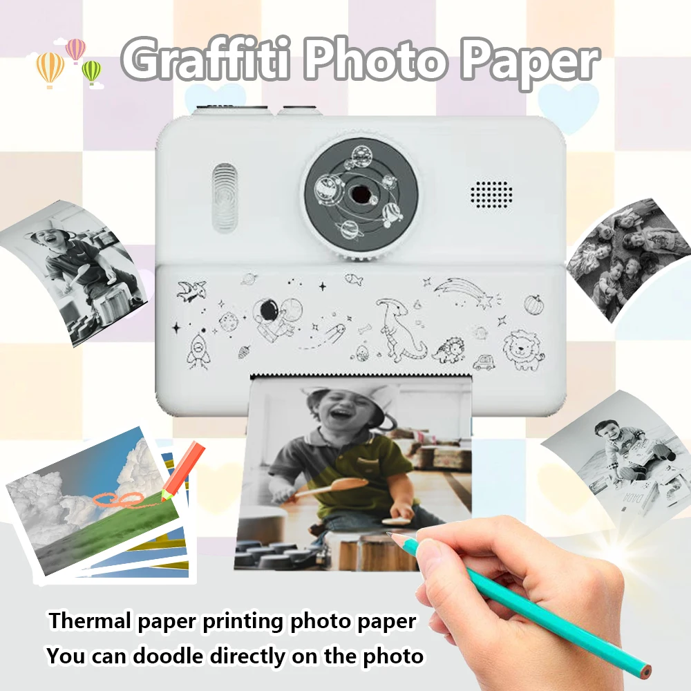 Digitale camera Kindercamera Instant Print HD Cartoon Ruimte kan foto's maken en verjaardagscadeaus afdrukken Kleine camera