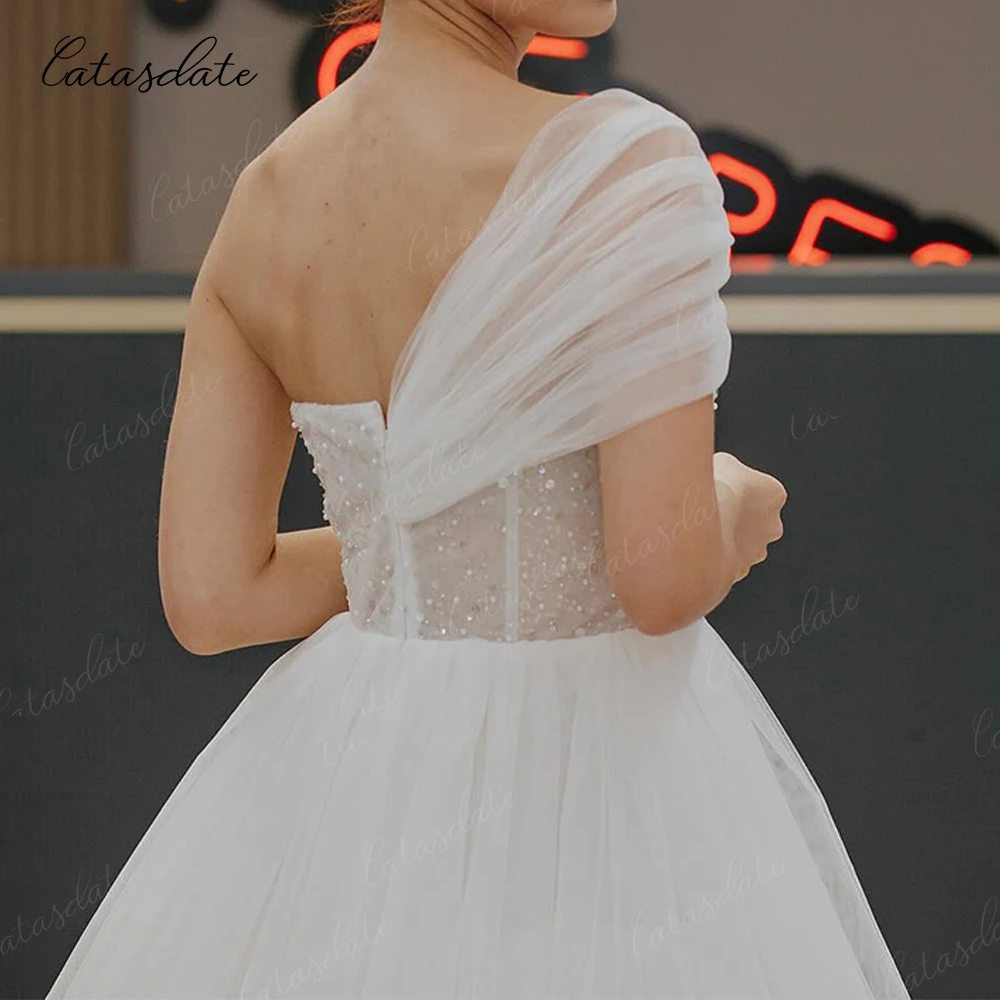 Sukienka wieczorowa Catasdate A Line, wielowarstwowa, bez ramiączek, sukienki dla gości weselnych dla kobiet, vestidos de fiesta, szyte na miarę