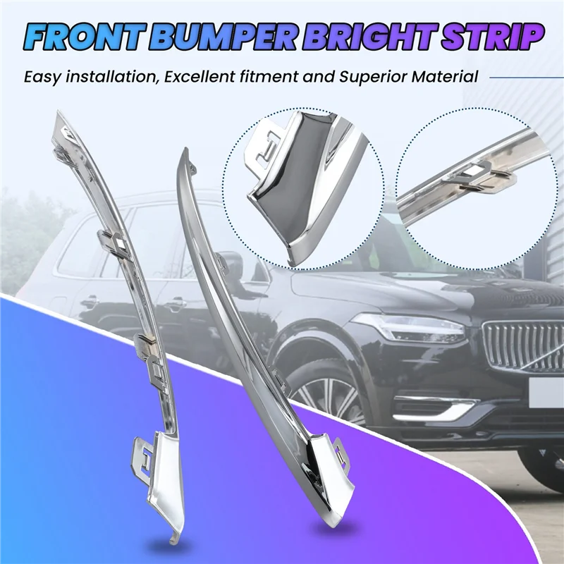 Authentic 1 Pair For Volvo XC60 MK2 2022 Car Front Bumper Bright Strip Chrome Plated 32227905 32227906