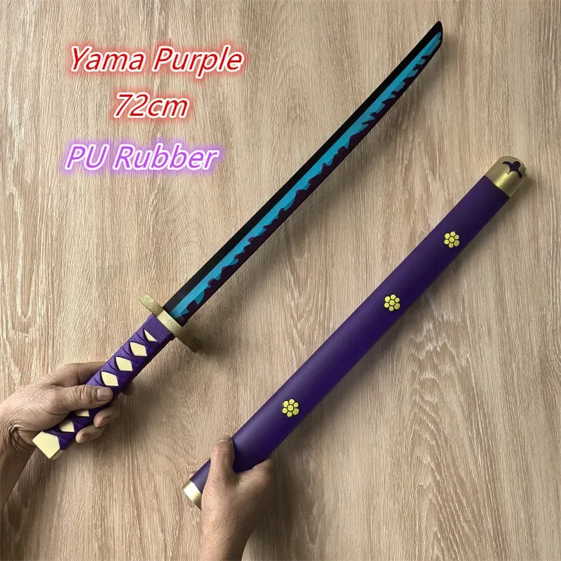 1:1 Cosplay Roronoa Zoro Katana Sword PU Yama Purple Sword Aki Mizu Samurai Weapon Party boy Gifts Role Playing model 72cm