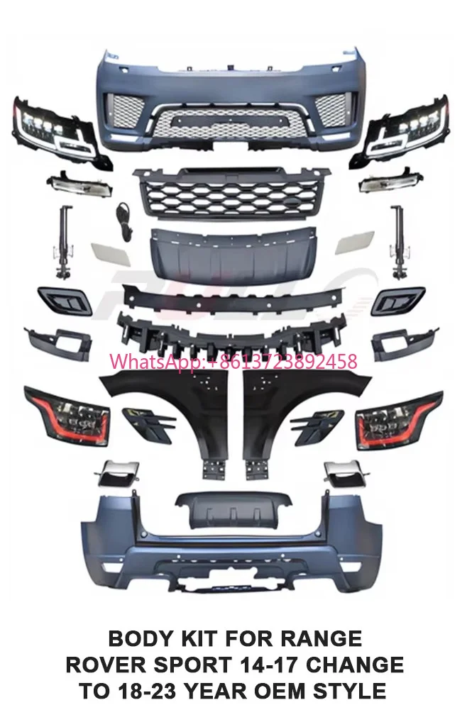 Popular Car Body Kit for RANGE ROVER Sport 2013-2017 Upgrade to 2018-2020 OEM Model with Front Rear Bumper with Auto Lamps